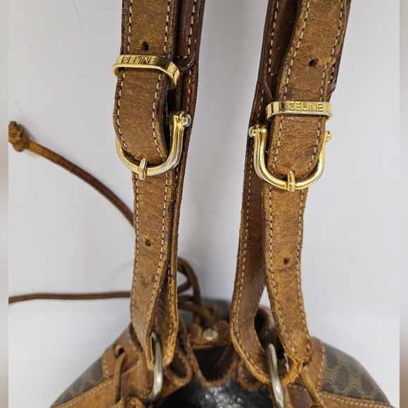 Celine Vintage Macadam Sac Seau Drawstring Bucket Bag in Canvas and Leather - Picture 10 of 16